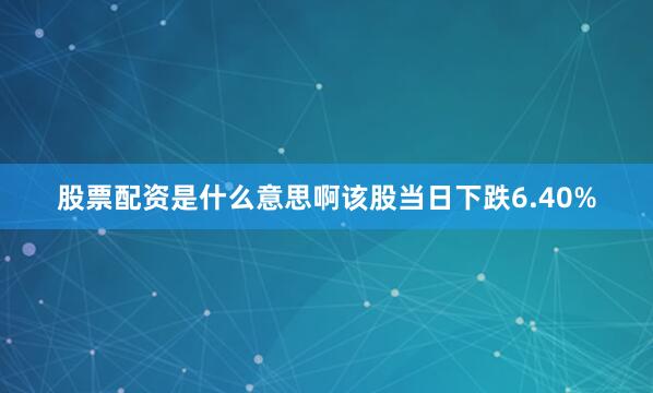 股票配资是什么意思啊该股当日下跌6.40%
